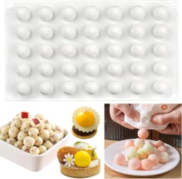 3D Mini Round Ball Silicone Molds for Mousse Cake,35 Cavity Pudding Mold for Baking Pastry, Ice Cream, Candy Ice Jelly Pop Maker