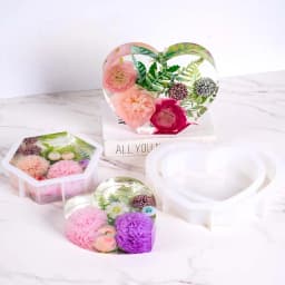 Large Love Silicone Mold DIY Heart Hexagonal Epoxy Resin Molds For Flower Preservation Bookend Ornaments Craft Casting Mould