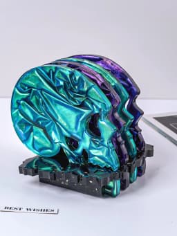 DIY Halloween Skull Coaster Resin Silicone Mold Party Gifts Table Ornament Gypsum Concrete Mould Storage Tray Casting Home Decor