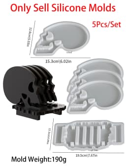 DIY Halloween Skull Coaster Resin Silicone Mold Party Gifts Table Ornament Gypsum Concrete Mould Storage Tray Casting Home Decor