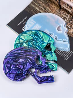DIY Halloween Skull Coaster Resin Silicone Mold Party Gifts Table Ornament Gypsum Concrete Mould Storage Tray Casting Home Decor