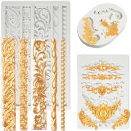 3 Bag Baroque-style silicone mold Roller-type silicone Baroque mold Silicone cake mold Icing mold Edge frosting mold Wedding/Bir