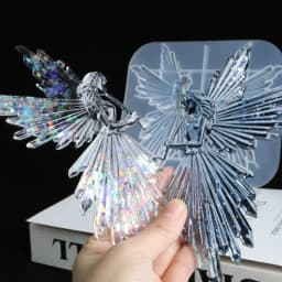 1pc Crystal Epoxy Resin Mold Girl with Flute Angel Mirror Shiny Silicone Mould DIY Crafts Decorations Ornaments Casting Tool