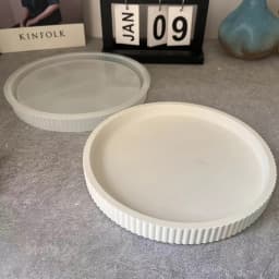 1pc Striped Round Tray Decorative Storage Tray Planter Base Silicone Mold For Resin Plaster Ornament Concrete Silicone Mold