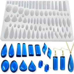 Stud Earrings Silicone Mold with 41 Paired Shapes, Rectangle Teardrop Dangle UV Resin Mold, Cabochon Jewelry Making Casting Mold