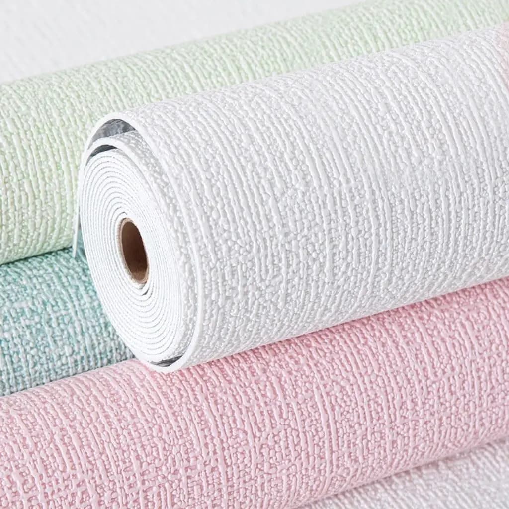 3D Imitation Linen Wallpaper Self-adhesive Thickened Background Wallpaper Bedroom Renovation Home Decor PVC Foam Wall Sticker
