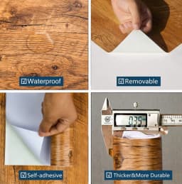 Wood Grain Contact Paper Brown Wooden Wallpaper Self-Adhesive Removable Vinyl Film Easy to Apply For Furniture Kitchen Cabinets