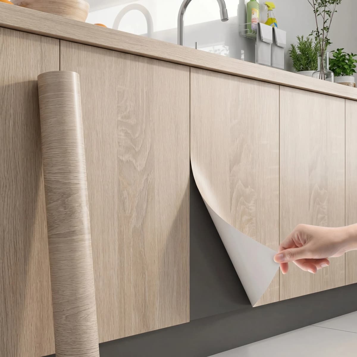 Wood Grain Self Adhesive Wallpaper Waterproof PVC Peel And Stick Wall Sticker Furniture Cabinet Table Door Renovation Home Decor