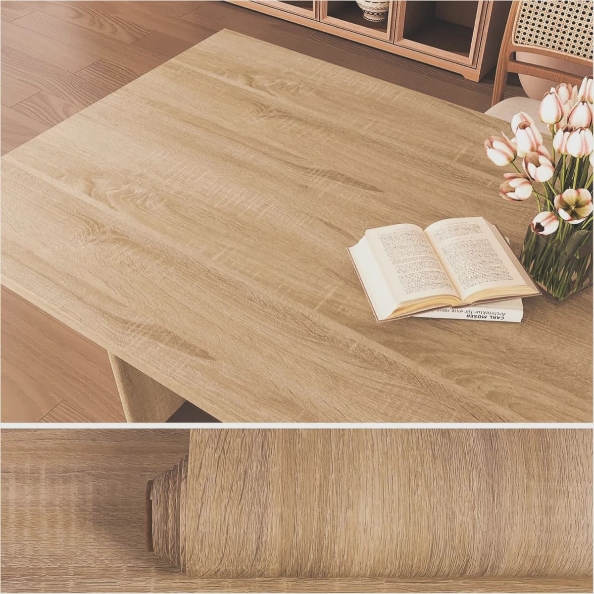 55cm Wide Self Adhesive PVC Wallpaper Wood Grain Vinyl Wall Sticker Waterproof Kitchen Cabinet Door Furniture Home Decor
