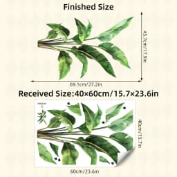 Realistic Green Plant Wall Sticker 3D Vivid Leaf Decal Easy Peel And Stick For Home Office Bedroom Wall Art Decals
