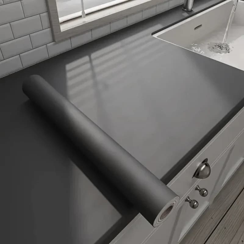 Black Matte Wallpaper 80cm Width Waterproof Vinyl Self-Adhesive Contact Paper Peel and Stick Wall Covering for Living Room Bedro