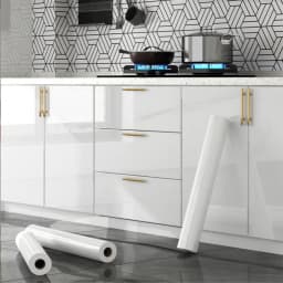 Glossy White Stickers Vinyl Self Adhesive Waterproof Oil Proof Sticker Kitchen Counter Panels Furniture Renovation Wallpaper