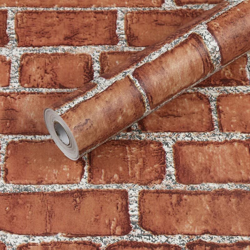 Waterproof Wall Stickers PVC Modern Home Decoration Retro Red Brown Brick Pattern Self-adhesive Wallpaper DIY 45cm Background