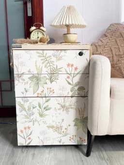 Retro Floral Light Yellow Floral Wallpaper Self-adhesive Home Decor Waterproof Flower Wallpaper PVC Furniture Cabinet Sticker