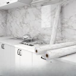 60cm Waterproof Oil Resistant Mold Resistant Self-Adhesive PVC Marble Wall Sticker for Kitchen Cabinets Countertops Wallpaper