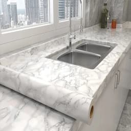 60cm Waterproof Oil Resistant Mold Resistant Self-Adhesive PVC Marble Wall Sticker for Kitchen Cabinets Countertops Wallpaper