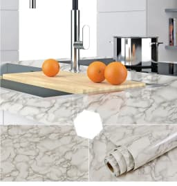 60cm Waterproof Oil Resistant Mold Resistant Self-Adhesive PVC Marble Wall Sticker for Kitchen Cabinets Countertops Wallpaper