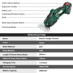 20000 RPM 2 IN 1 Electric Hedge Trimmer Cordless Portable High Power Lawn Mower Pruner Weeding Garden Tool For Makita 18VBattery