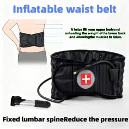 Unisex Inflatable Waist Belt with PU Leather Air Traction Back Support for Low Back Pain Relief Adjustable Adult Protective Gear