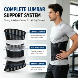 1PCS Lumbar Support Belt with Lumbar Pad,Ergonomic Breathable 3D Knit Back Brace for Lower Back Pain Relief & Sciatica Men Women