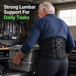 Seniors Lumbar Support Belt Breathable Back Brace with Steel Stays for Elderly Men Women Easy Wear for Home Daily Activities