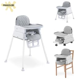 PANGDUBE Foldable Baby High Chair Portable Infant Feeding Seat Convertible Booster Toddler Meal Chair with Wheels Tray
