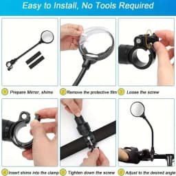 Bicycle Rearview Handlebar Mirrors 360 Rotatable for Mountain Road Bike Motorcycle Bendable Hose Adjustable Rearview Mirror