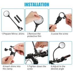 1/2PCS Bike Rearview Mirrors 360° Adjustable Handlebar Mirror with Bendable Hose for MTB Road Motorcycle