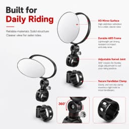 PINMOAP 2PCS Bicycle Rear Mirror Wide Angle Handlebar Reflector Mirror Adjustable Cycling Safety View For Mtb Road Bike Scooter