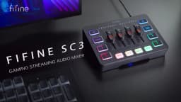 FIFINE Gaming Audio Mixer,Streaming 4-Channel RGB Mixer with XLR Microphone Interface,for Game Voice,Podcast,AmpliGame SC3