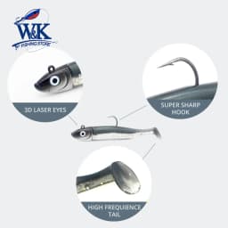 Seabass Fishing Lure Kit at 6cm 7.5cm 9cm 11.5cm 14.5cm Soft Lure Paddle Tail with Kinds Jig Head Inshore Jigging Soft Bait
