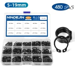 NINDEJIN C clip external circlip snap retaining rings set stainless steel carbon steel 5-28mm circlip set for shaft