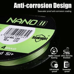 SeaKnight Brand NANO II Series Fishing Lines 300M 100M 4 Weaves Braided Multifilament Seawater-proof UV-proof Si+ Coating 7-15lb