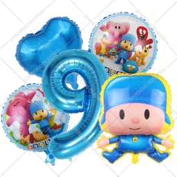 Cute Pocoyos Birthday Number Balloons Set Boy Girl Party Decoration Cartoon Baby Shower Party Supplies Kids Birthday Favors