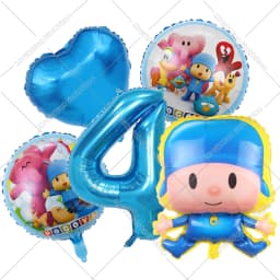 Cute Pocoyos Birthday Number Balloons Set Boy Girl Party Decoration Cartoon Baby Shower Party Supplies Kids Birthday Favors