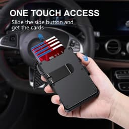 New Slim Minimalist Wallet Men's PU Leather Bifold Wallet RFID Blocking Card Holder, Pop Up Magnetic Wallet with Cash Clip