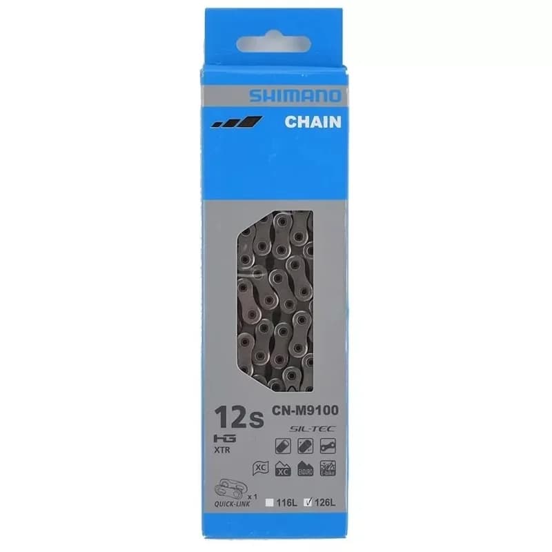 Shimano CN-M9100 XTR/Dura Ace HG+ chain, with quick link, 12-speed, 126L, SIL-TE