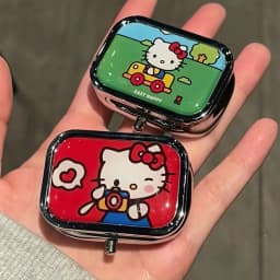 Anime Hello Kitty Metal Storage Box Pill Organizer Compartmentalized Cute Cartoon Mini Jewelry Box Candy Container Kawaii