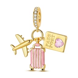 Hot 925 Sterling Silver Gold Charm Bead Pendant Airplane Elephant Heart Box Charm Fit Original Bracelet Woman DIY Jewelry Gift
