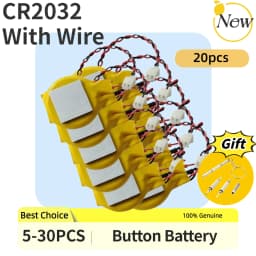 5-30PCS CR2032 Battery with Wire 2pin Laptop Motherboard BIOS CMOS Battery Disassemble Button Battery CR2016 2032