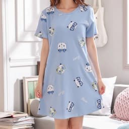 Summer Thin Short Sleeve Loose Women's Nightgown Cartoon plus Size Comfortable Home Clothes Casual Wear round Neck Pullover