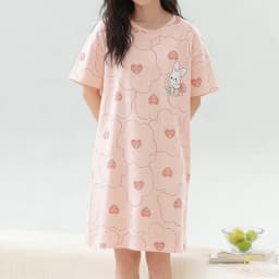 Summer Thin Short Sleeve Loose Women's Nightgown Cartoon plus Size Comfortable Home Clothes Casual Wear round Neck Pullover