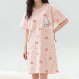 Summer Thin Short Sleeve Loose Women's Nightgown Cartoon plus Size Comfortable Home Clothes Casual Wear round Neck Pullover
