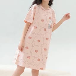 Summer Thin Short Sleeve Loose Women's Nightgown Cartoon plus Size Comfortable Home Clothes Casual Wear round Neck Pullover