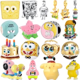 SpongeBob Square Patrick Star 925 Sterling Silver Charm Bead Fit Original Bracelet Keychain Necklace Diy Jewelry Accessories