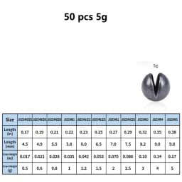 50pcs 0.5g-5g Round Split Shot Fishing Weights Lead Sinker Fishing Weight Removable Round Fishing Sinkers for Deep Water Fishing
