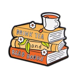 Book Lover Enamel Pin Cute Reading Themed Brooch "Just One More Chapter" Lapel Pins for Backpacks Bookworm Gift