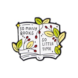 Book Lover Enamel Pin Cute Reading Themed Brooch "Just One More Chapter" Lapel Pins for Backpacks Bookworm Gift