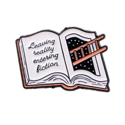 Book Lover Enamel Pin Cute Reading Themed Brooch "Just One More Chapter" Lapel Pins for Backpacks Bookworm Gift
