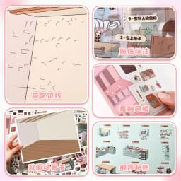 Kawaii Comfortable work 3D Dessert Kitchen Landscape Sticker DIY Pocket Cabin Scene festival gift